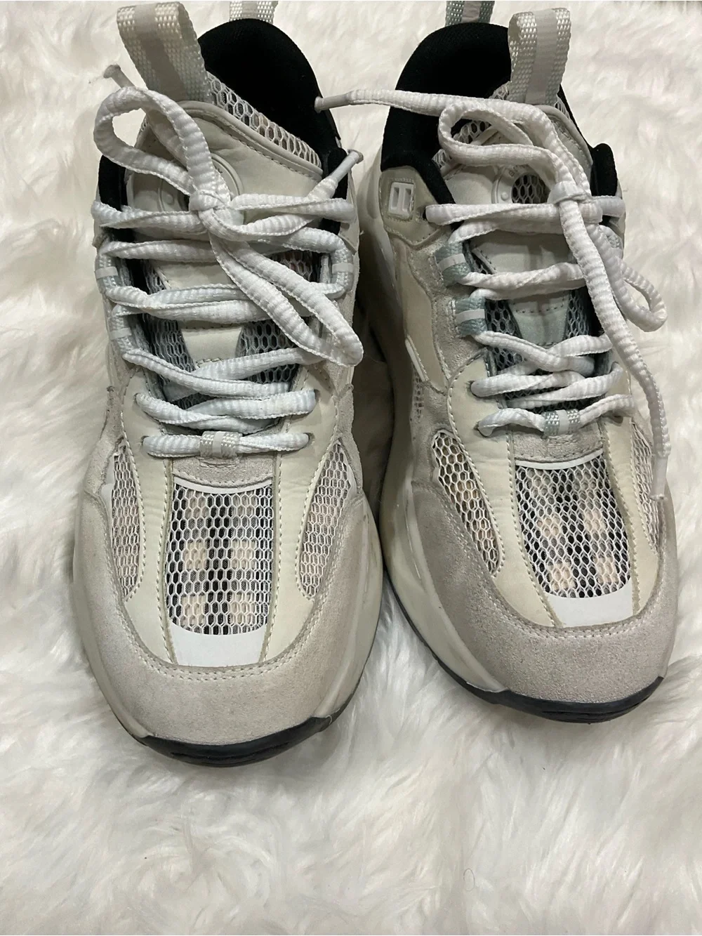 Women’s Burberry Logo Print Leather, Suede and Check Mesh Sneakers